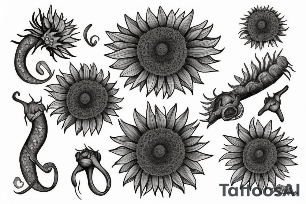 sunflower at the molecular level tattoo idea