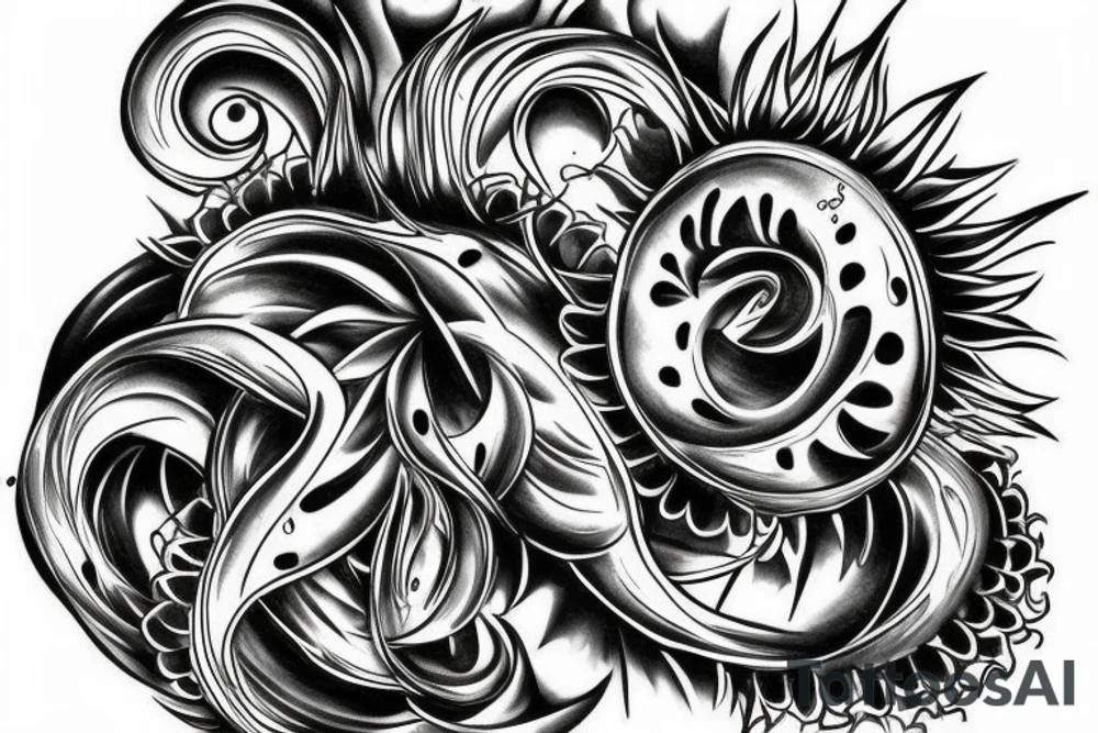 sunflower at the molecular level tattoo idea
