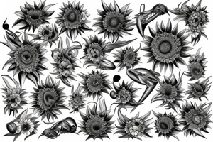 sunflower at the atomical level tattoo idea