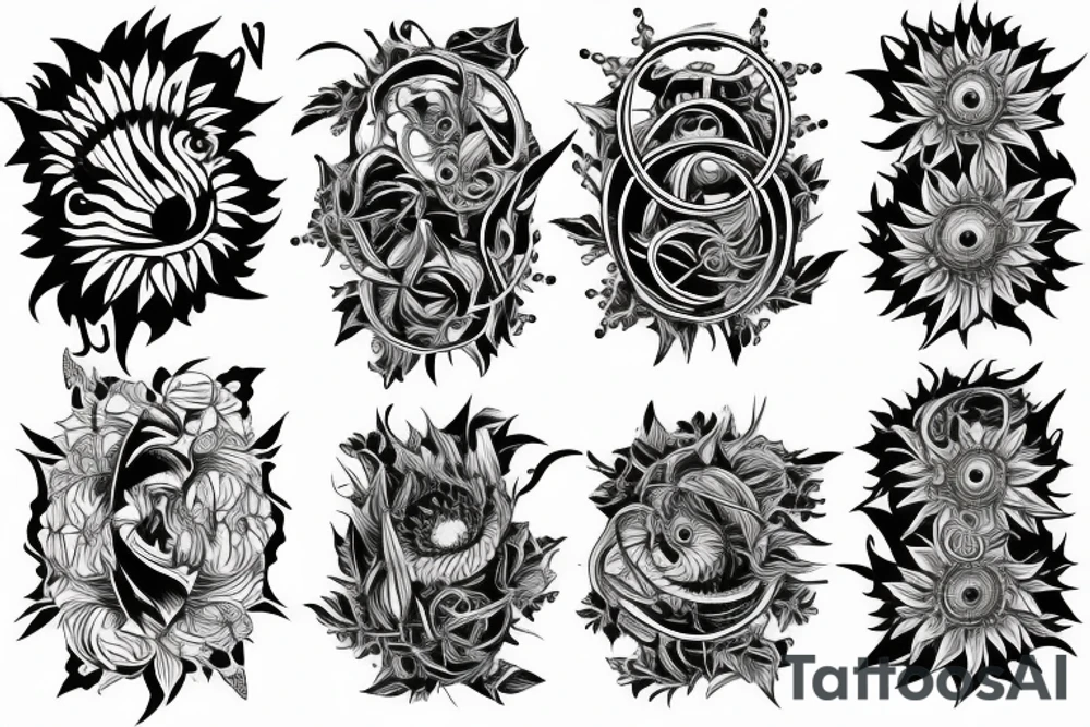 sunflower at the atomical level tattoo idea