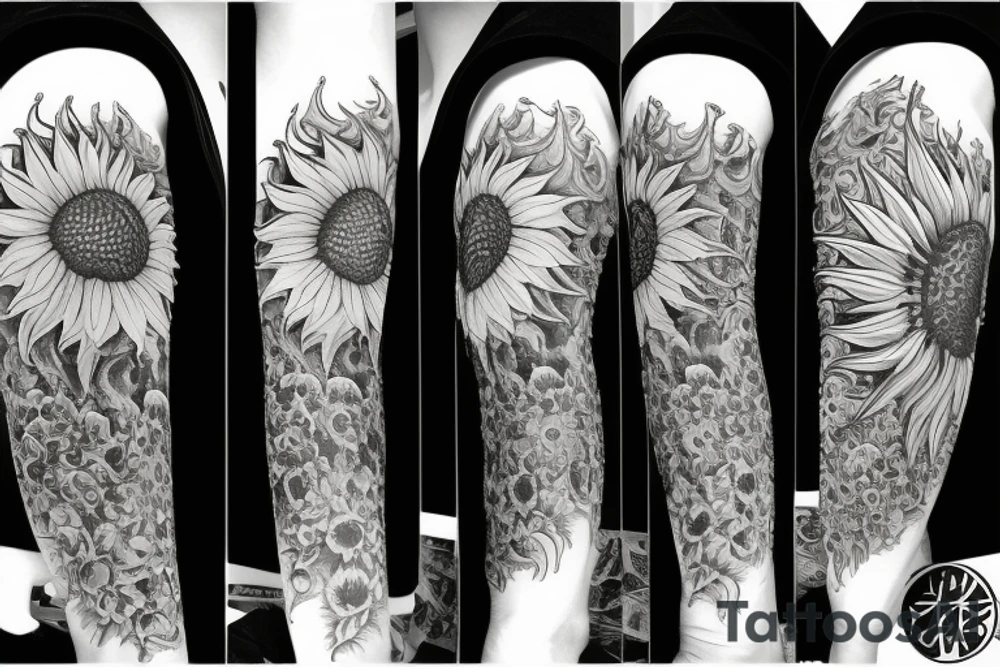 sunflower at the atomical level tattoo idea