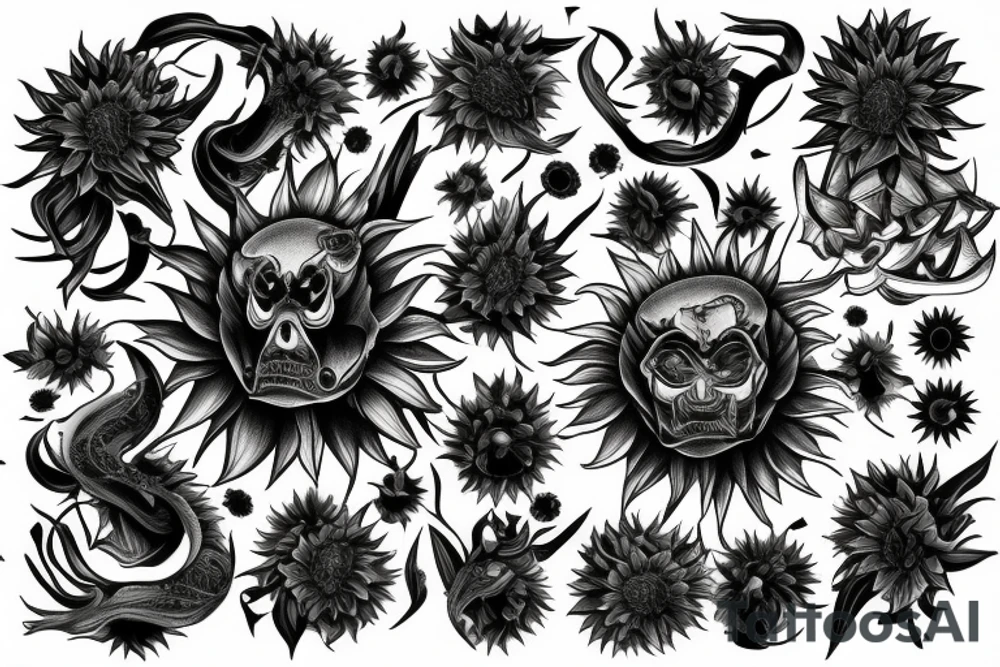 sunflower at the atomical level tattoo idea