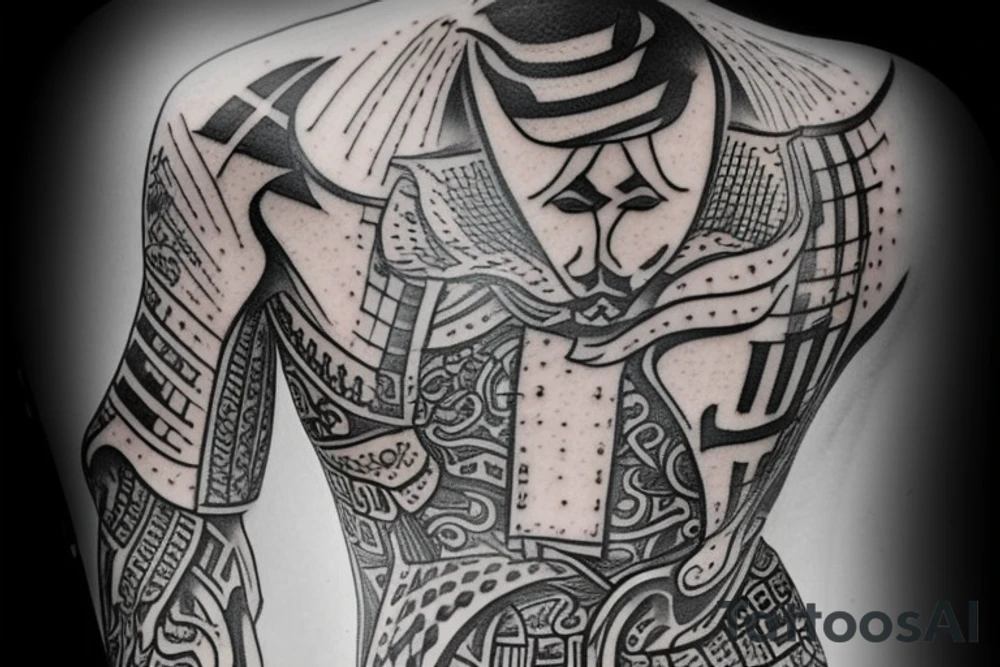 King chess piece with chess board behind tattoo idea