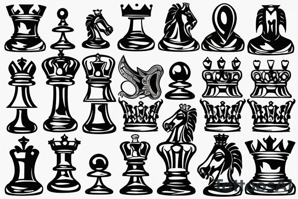 King chess piece with chess board behind tattoo idea