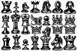 King chess piece with chess board behind tattoo idea