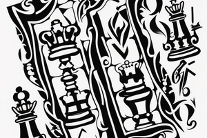 King chess piece with chess board behind tattoo idea