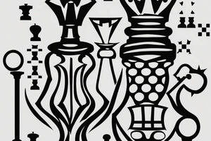 King chess piece with chess board behind tattoo idea