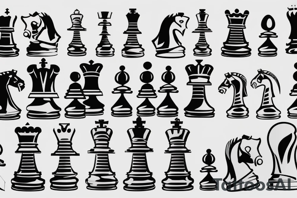 King chess piece with chess board behind tattoo idea