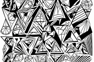 2 triangles rectagles 1 upside down along side the other revealing a wall destroyed by a rainbow created by a light beam witch was devided by a prism tattoo idea