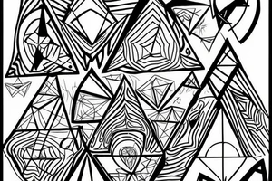two triangles rectagles one upside down along side the other revealing inside it a wall destroyed by a rainbow witch was created by a light beam witch was devided by a prism tattoo idea