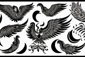 Phoenix with moon tattoo idea