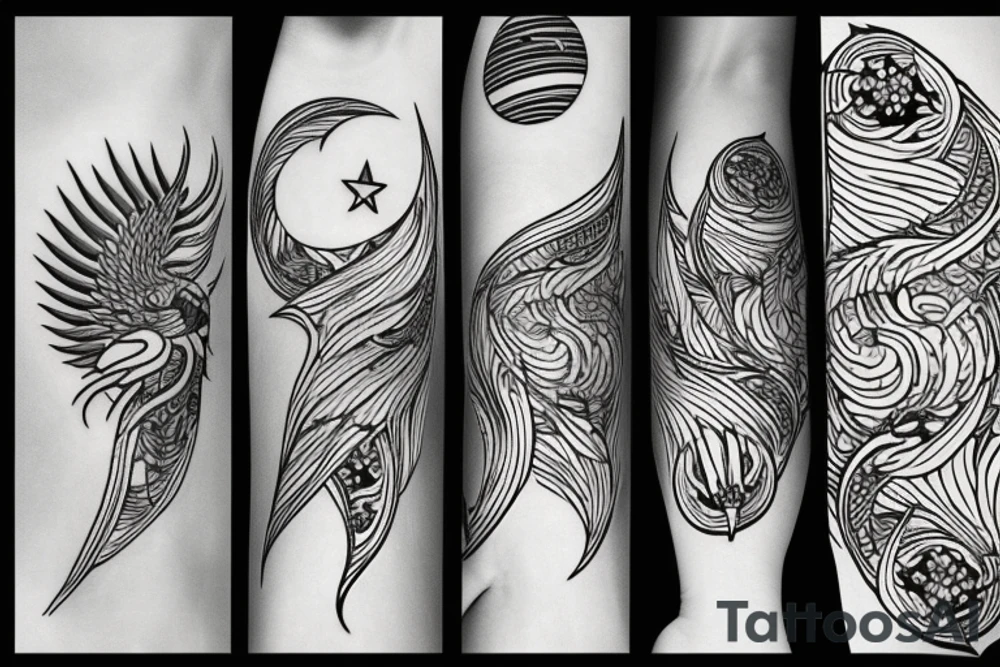 Phoenix with moon tattoo idea