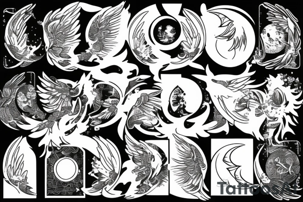 Phoenix with moon tattoo idea