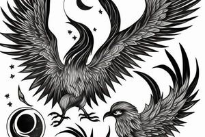 Phoenix with moon tattoo idea