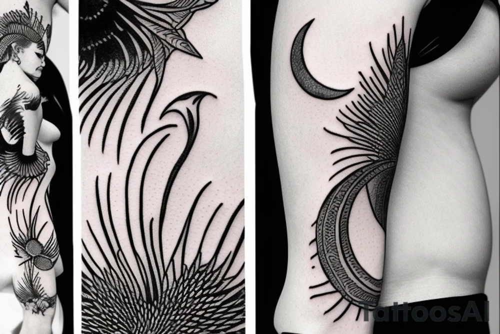 Phoenix with moon tattoo idea