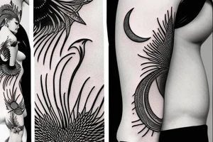 Phoenix with moon tattoo idea