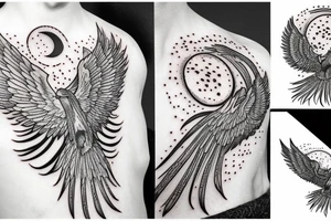 Phoenix with moon tattoo idea