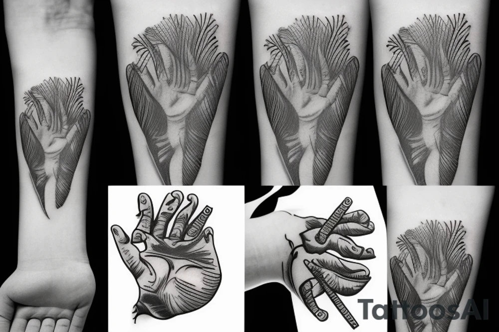 Draw a realistic tattoo that fits the palm that symbolizes a love for food tattoo idea