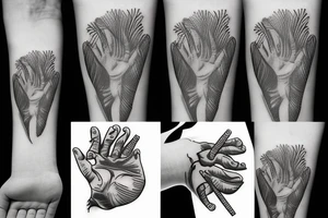Draw a realistic tattoo that fits the palm that symbolizes a love for food tattoo idea