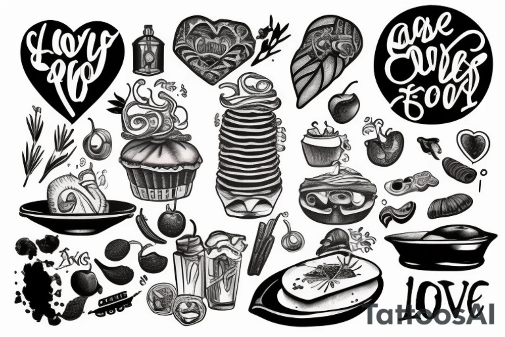 Draw a realistic tattoothat symbolizes a love for food tattoo idea