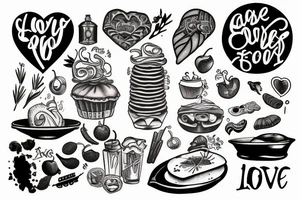 Draw a realistic tattoothat symbolizes a love for food tattoo idea