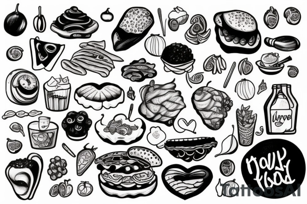 Draw a realistic tattoothat symbolizes a love for food tattoo idea