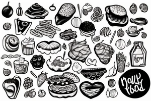 Draw a realistic tattoothat symbolizes a love for food tattoo idea