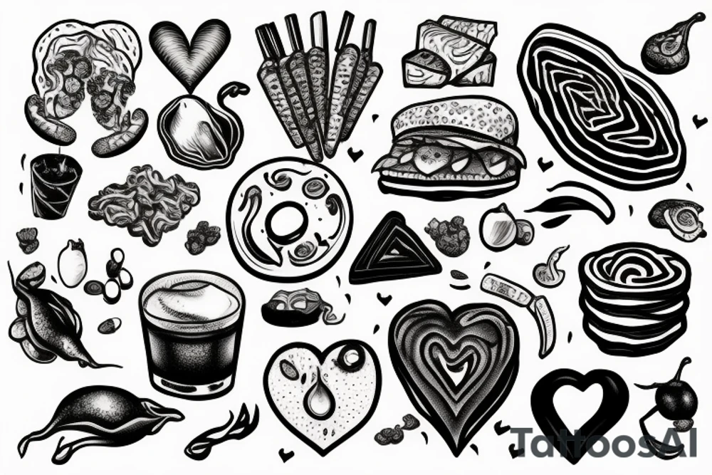 Draw a realistic tattoo that symbolizes a love for food tattoo idea