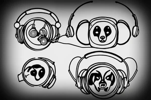 Bear with headphones playing turntable tattoo idea