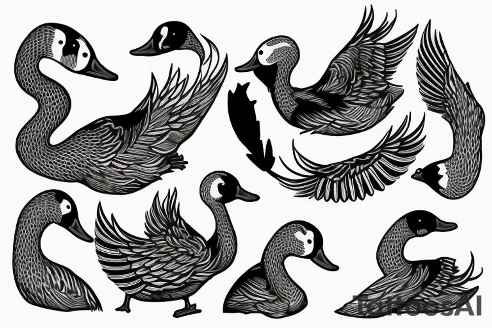 Goose typing on laptop tattoo idea