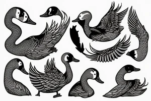 Goose typing on laptop tattoo idea