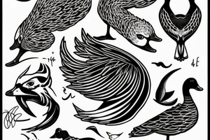 Goose typing on laptop tattoo idea