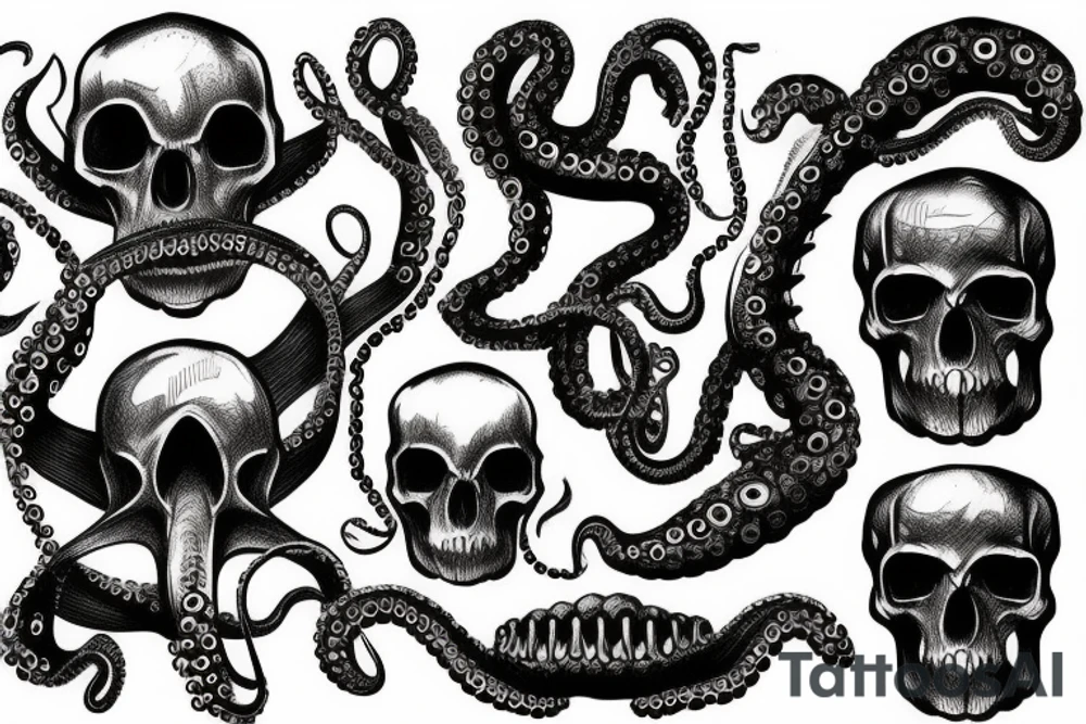 skulls , submarine , octopus , giger tattoo idea