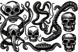 skulls , submarine , octopus , giger tattoo idea