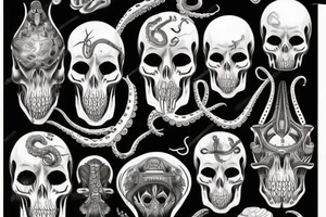 skulls , submarine , octopus , giger tattoo idea