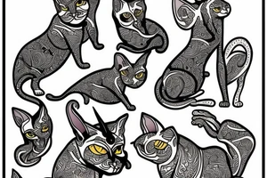 Neotraditional sphynx cat tattoo idea