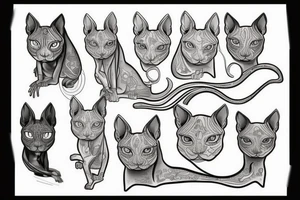 Neotraditional sphynx cat tattoo idea