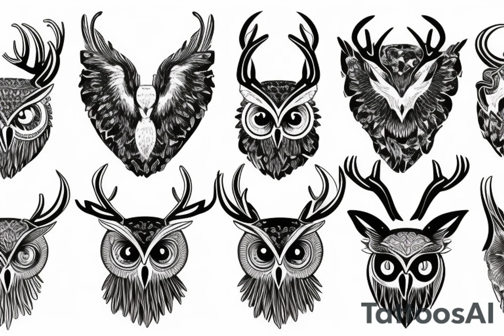 owl and stag tattoo idea