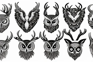 owl and stag tattoo idea