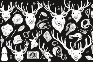 stag with antlers tattoo idea
