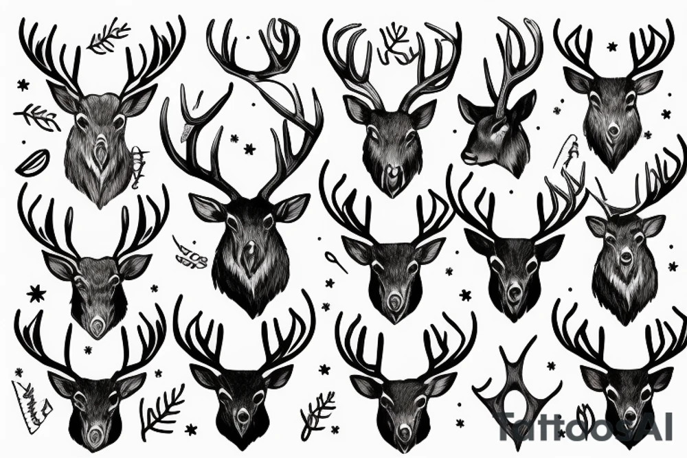 stag with antlers tattoo idea