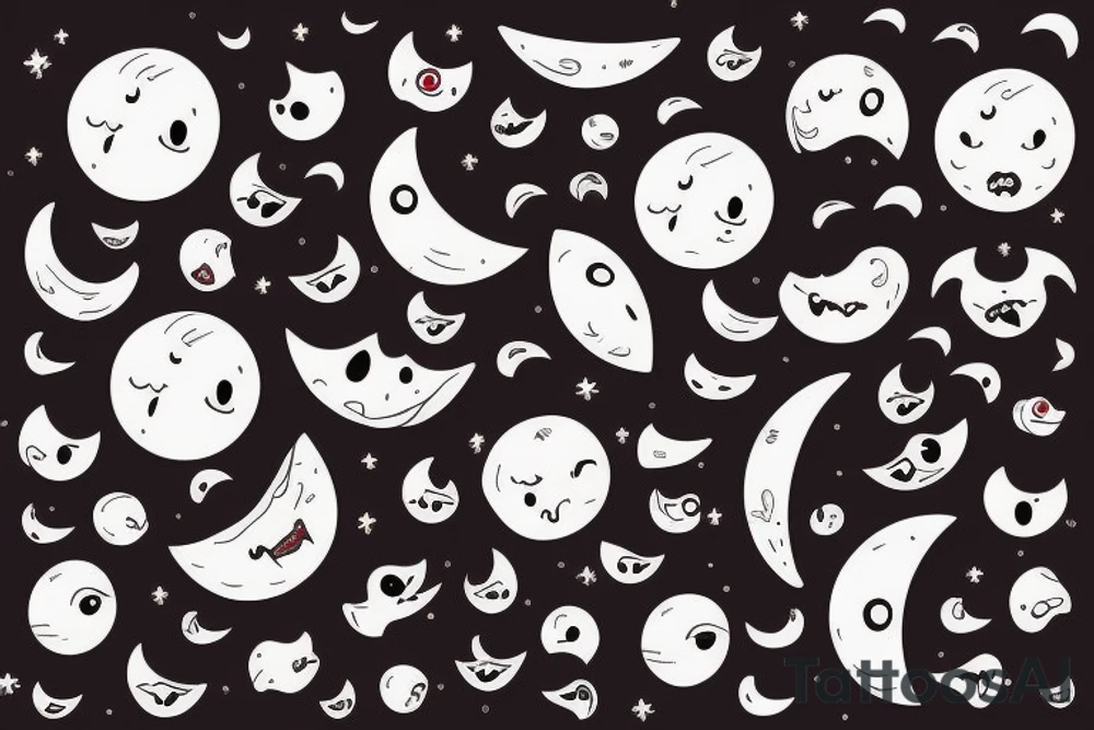 moon with blood in its mouth tattoo idea