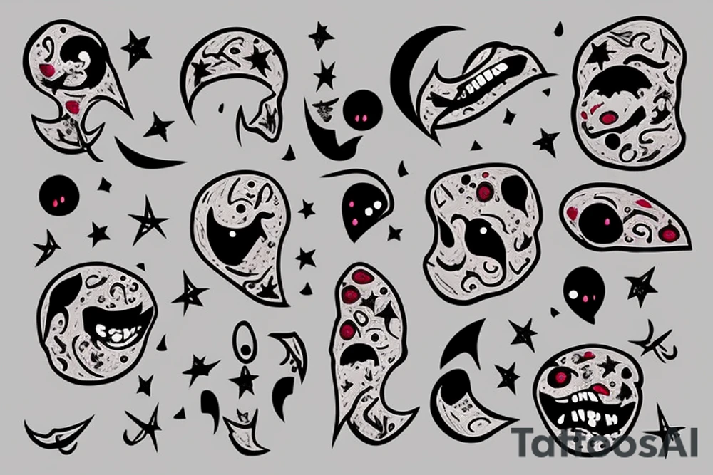 moon with blood in its mouth tattoo idea