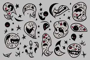 moon with blood in its mouth tattoo idea