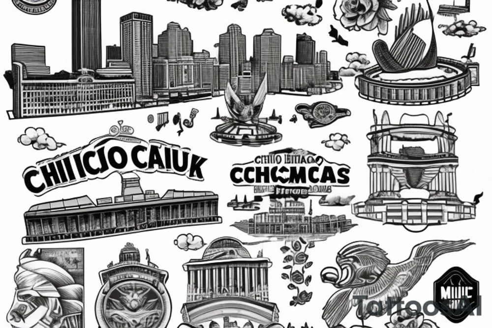 Cuauhtémoc 
 with chicago background add comiskey park, soldier field, little village arch, cloud gate tattoo idea