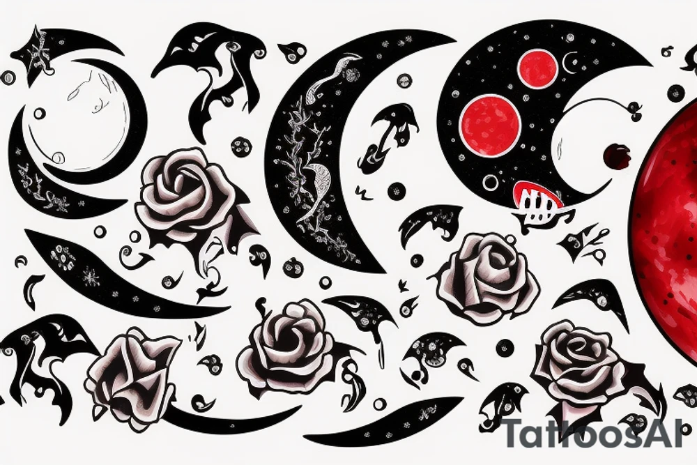 moon with blood in its mouth tattoo idea