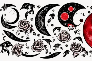 moon with blood in its mouth tattoo idea