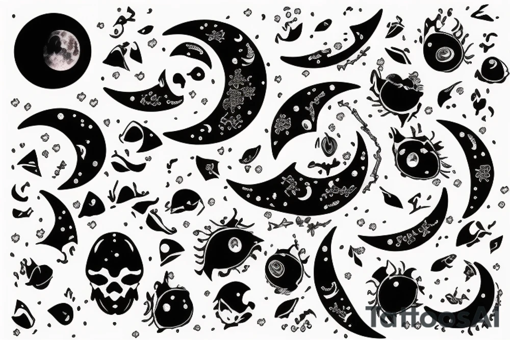 moon with blood in its mouth tattoo idea