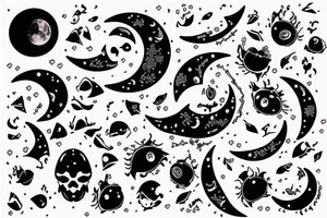 moon with blood in its mouth tattoo idea