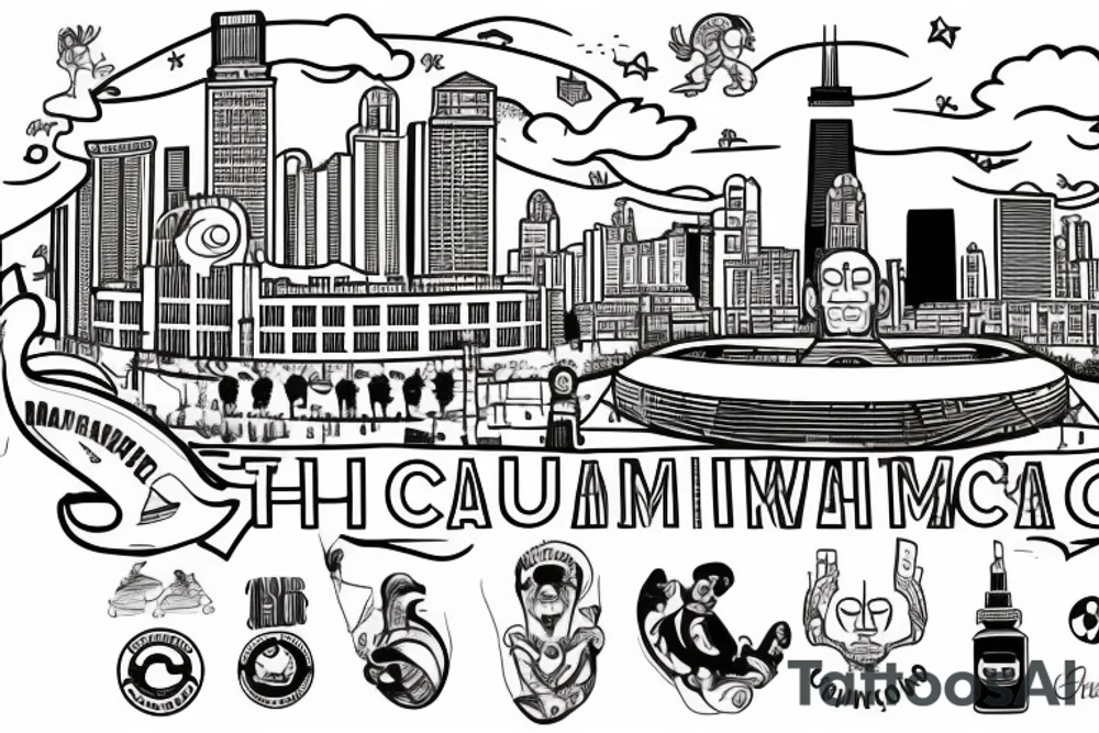 Cuauhtémoc 
 with chicago background add comiskey park, soldier field, little village arch, cloud gate tattoo idea